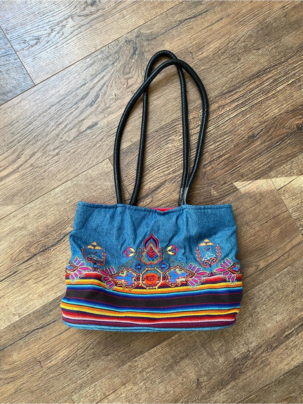 Vintage Embroidered Denim Purse